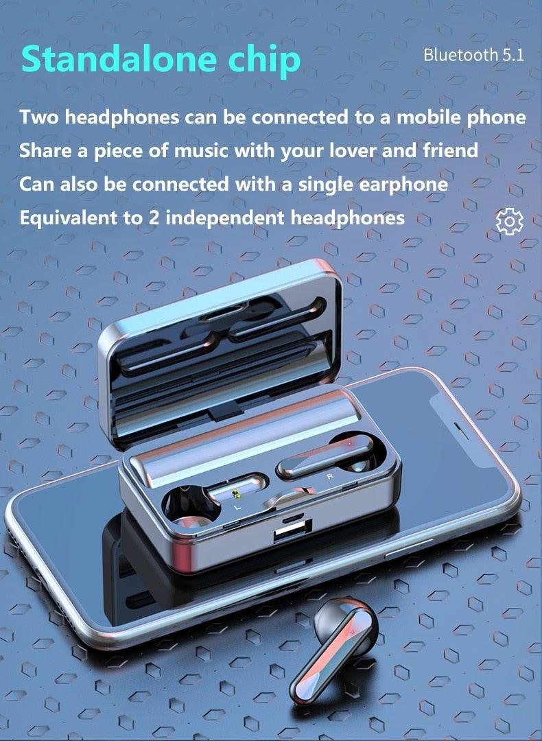 Écouteurs sans fil Bluetooth 5.1 Écouteurs de sport étanches avec microphone Écouteurs intra-auriculaires sans fil Bluetooth Casque audio avec basses profondes de qualité Cache-oreilles doux Léger Microphone intégré Boîtier de charge 3500 mAh