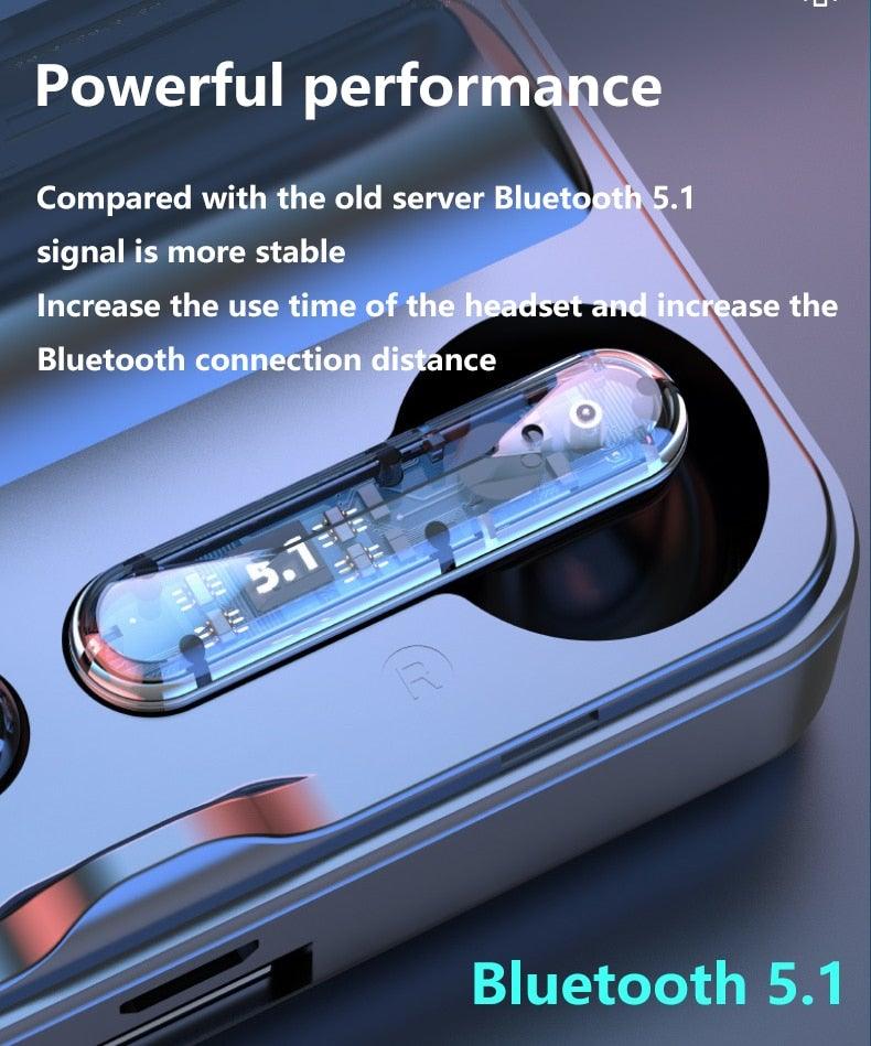 Écouteurs sans fil Bluetooth 5.1 Écouteurs de sport étanches avec microphone Écouteurs intra-auriculaires sans fil Bluetooth Casque audio avec basses profondes de qualité Cache-oreilles doux Léger Microphone intégré Boîtier de charge 3500 mAh