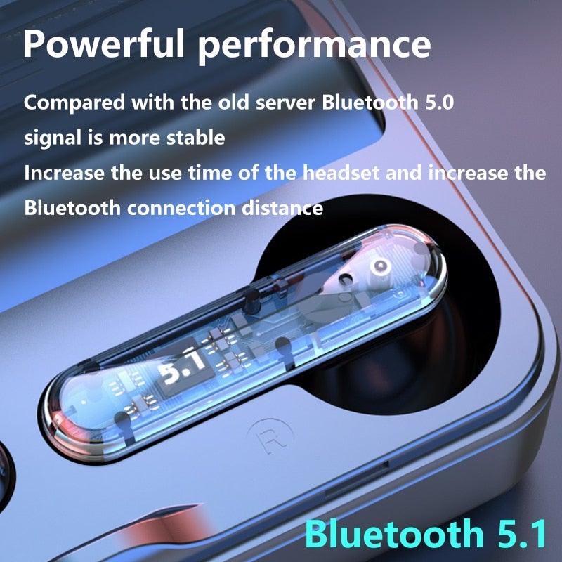 Écouteurs sans fil Bluetooth 5.1 Écouteurs de sport étanches avec microphone Écouteurs intra-auriculaires sans fil Bluetooth Casque audio avec basses profondes de qualité Cache-oreilles doux Léger Microphone intégré Boîtier de charge 3500 mAh