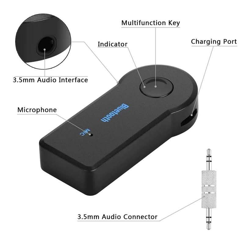 Adaptateur émetteur-récepteur Bluetooth 5.0 avec prise jack 3,5 mm