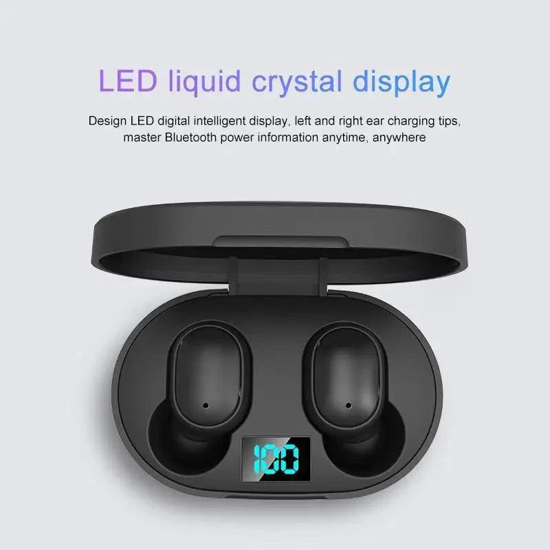 Écouteurs Bluetooth sans fil 5.0 avec affichage LED, commande par bouton, son de qualité, écouteurs intra-auriculaires pour l'entraînement et la course à pied