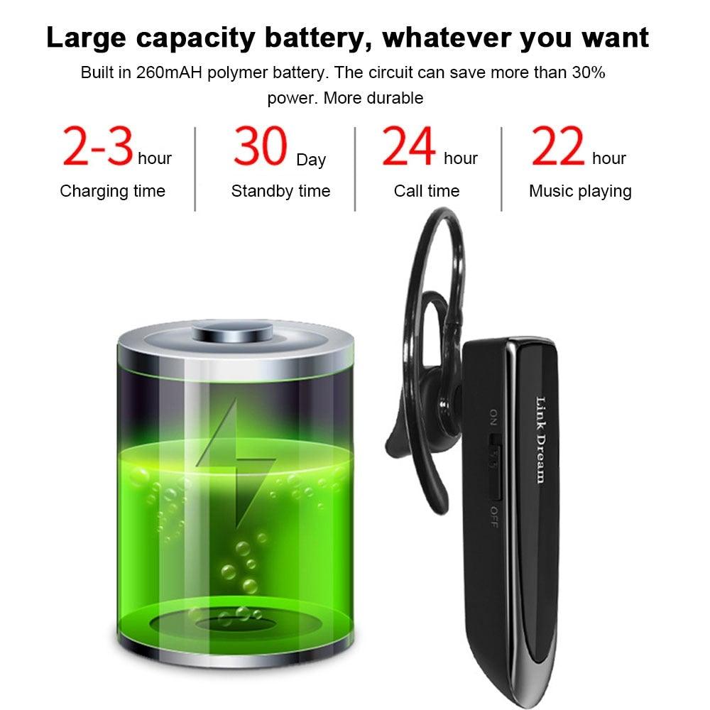 Écouteur Bluetooth V5.0 Casque sans fil mains libres avec microphone 24h d'autonomie pour la conduite, 30 jours en veille, Casque de musique Bluetooth étanche compatible avec tous les smartphones, Écouteurs sans fil pour le sport