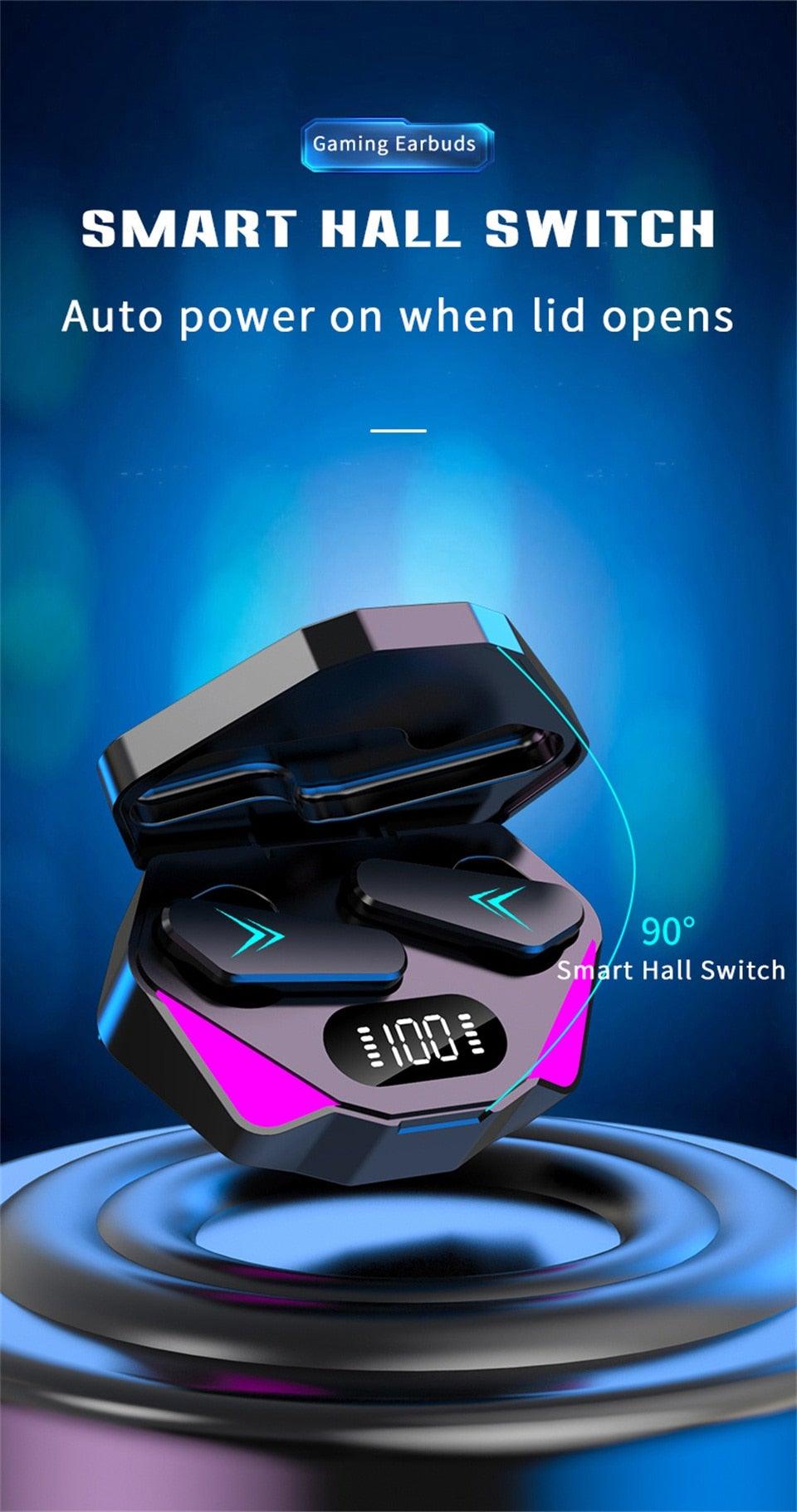 Casque de jeu Bluetooth pour jeu mobile, faible latence de 65 ms, écouteurs sans fil (True Wireless Earbuds) avec micro, casque de jeu Bluetooth à commande tactile, écouteurs de jeu stéréo avec réduction du bruit et micro