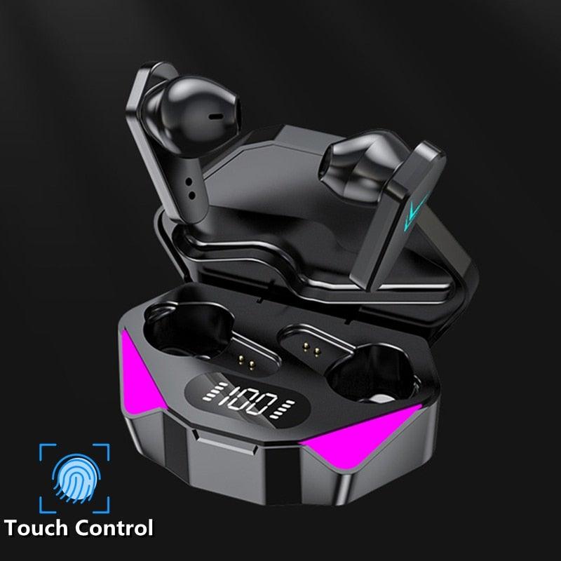 Casque de jeu Bluetooth pour jeu mobile, faible latence de 65 ms, écouteurs sans fil (True Wireless Earbuds) avec micro, casque de jeu Bluetooth à commande tactile, écouteurs de jeu stéréo avec réduction du bruit et micro