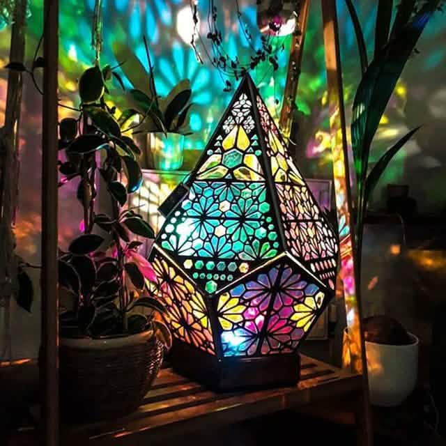 Veilleuse projecteur d'étoiles polaires diamant bohème