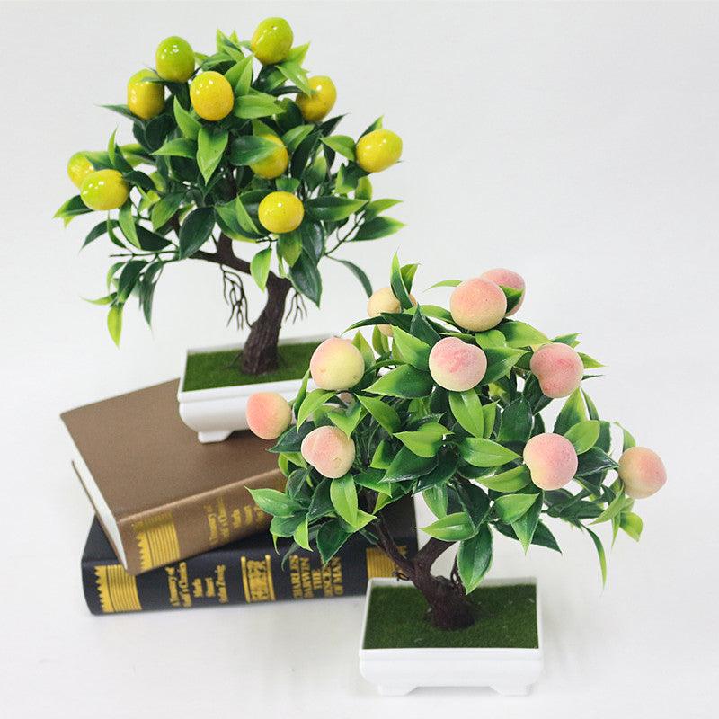 Bonsaï Artificiel Faux Arbre Bonsaï Fruits en Mousse Jaune en Pot Pour Accessoires de Décoration de Maison Décoration de Mariage
