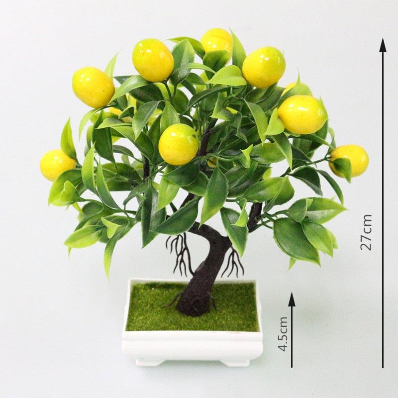 Bonsaï Artificiel Faux Arbre Bonsaï Fruits en Mousse Jaune en Pot Pour Accessoires de Décoration de Maison Décoration de Mariage