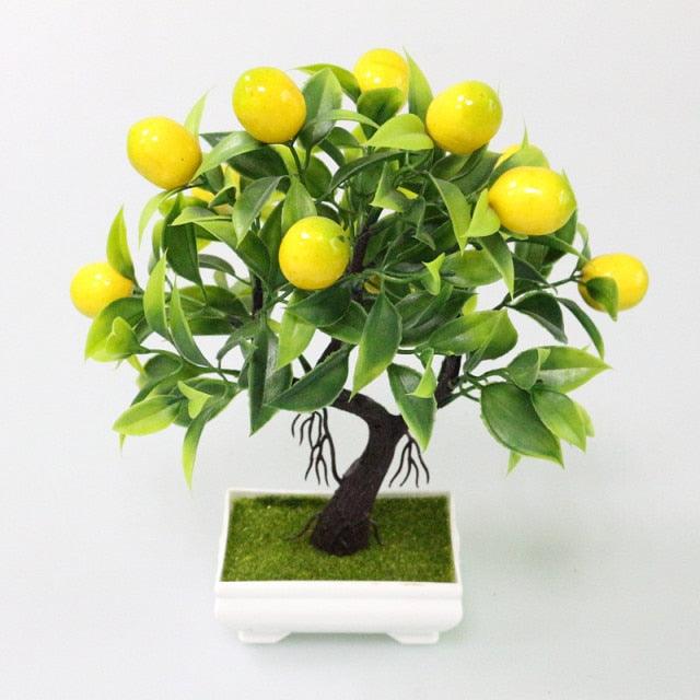 Bonsaï Artificiel Faux Arbre Bonsaï Fruits en Mousse Jaune en Pot Pour Accessoires de Décoration de Maison Décoration de Mariage
