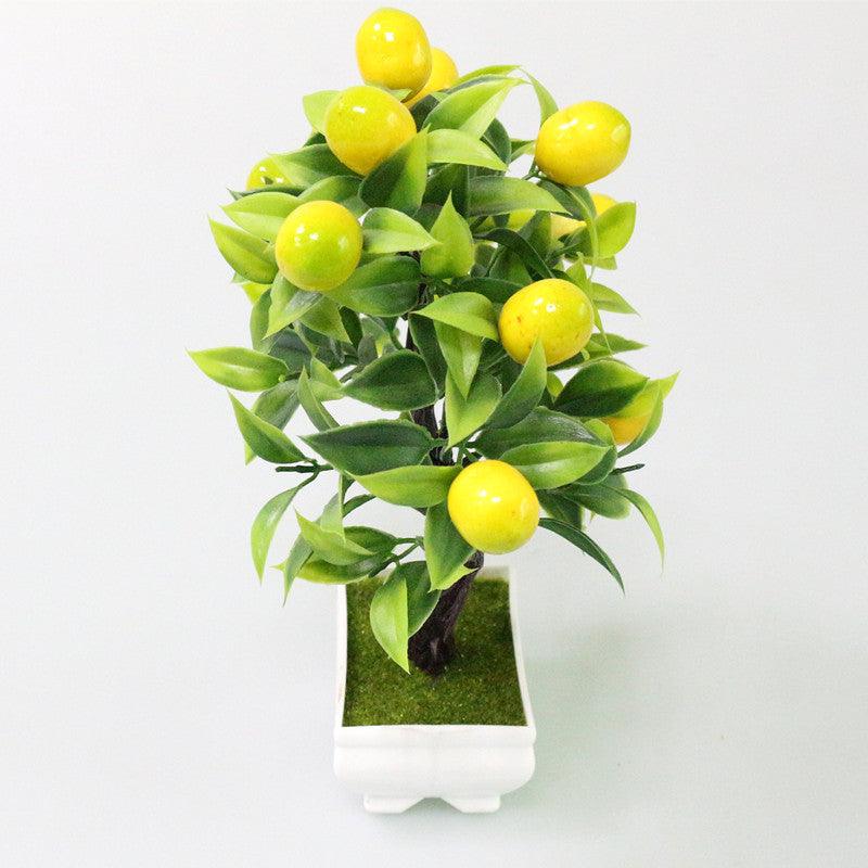 Bonsaï Artificiel Faux Arbre Bonsaï Fruits en Mousse Jaune en Pot Pour Accessoires de Décoration de Maison Décoration de Mariage