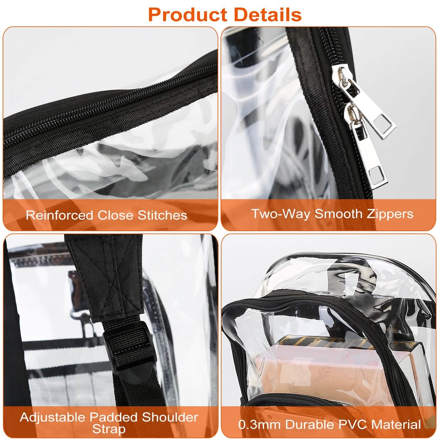 Sac à dos Transparent en PVC Étanche 20L avec Bretelles Renforcées