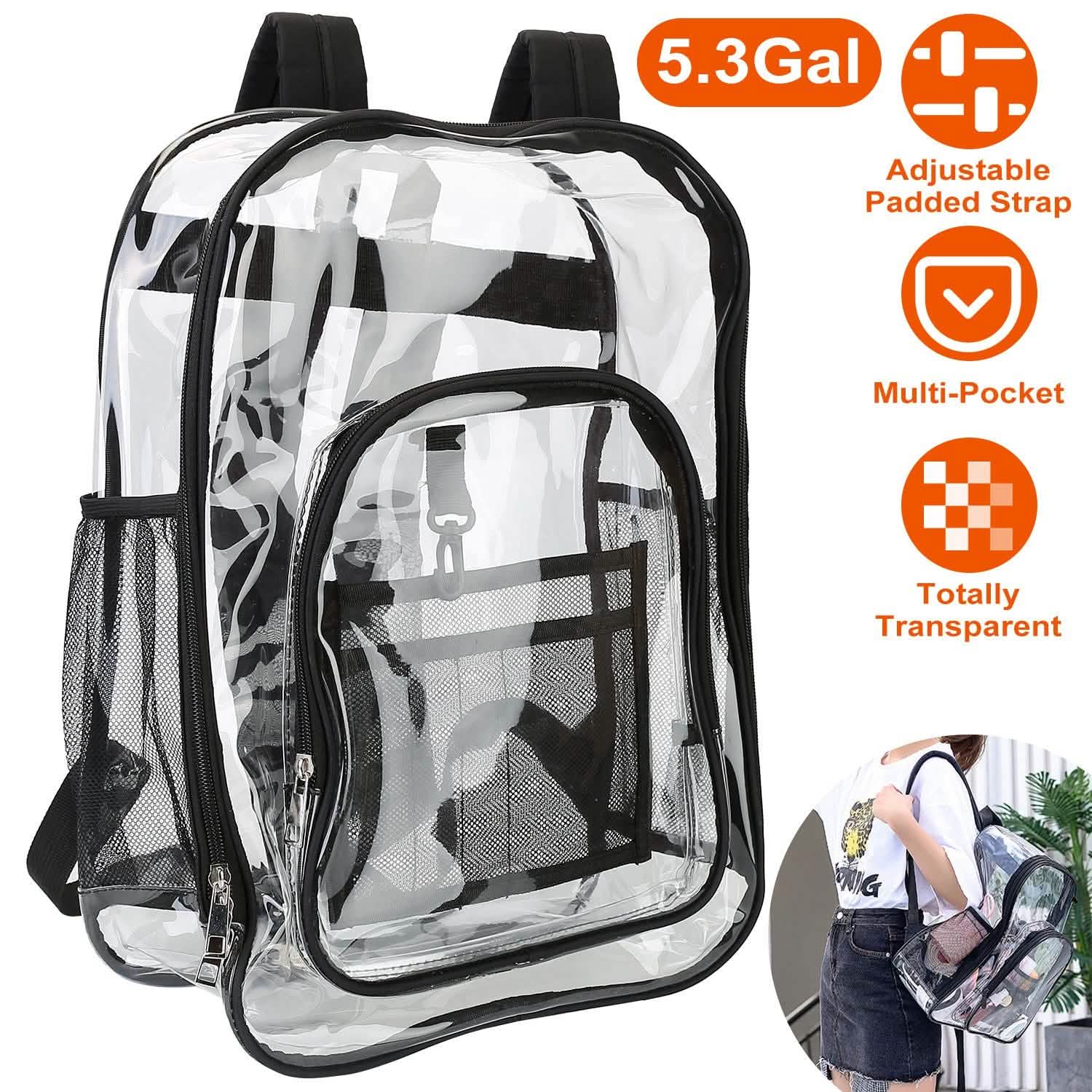 Sac à dos Transparent en PVC Étanche 20L avec Bretelles Renforcées