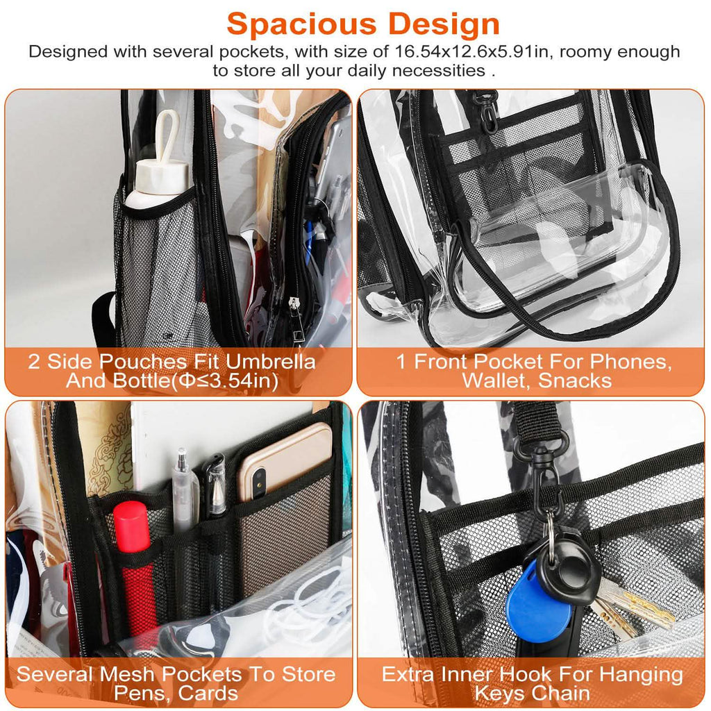 Sac à dos Transparent en PVC Étanche 20L avec Bretelles Renforcées