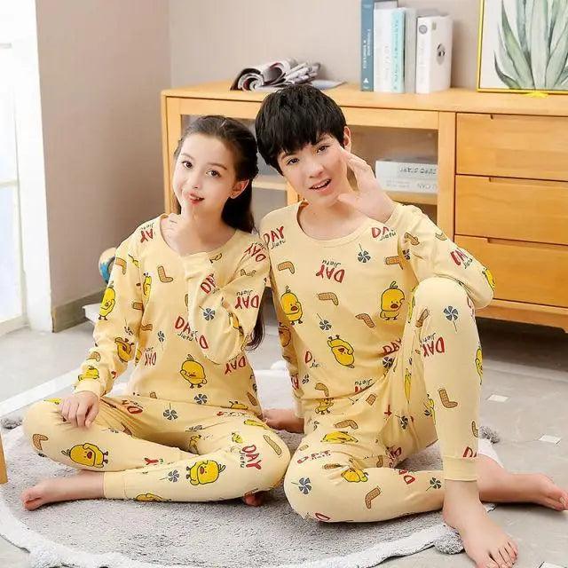 Pyjamas Coton Hiver Ensembles Enfants Vêtements de Maison Garçons Filles Pyjamas Nuit Adolescent Pyjamas Vêtements de Nuit Costume Confortable Fin Loisirs Détente Vêtements de Nuit pour Adultes Femmes Jogging Vêtements d'intérieur