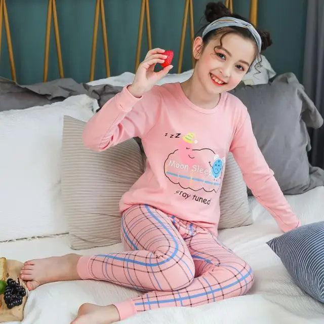 Pyjamas Coton Hiver Ensembles Enfants Vêtements de Maison Garçons Filles Pyjamas Nuit Adolescent Pyjamas Vêtements de Nuit Costume Confortable Fin Loisirs Détente Vêtements de Nuit pour Adultes Femmes Jogging Vêtements d'intérieur