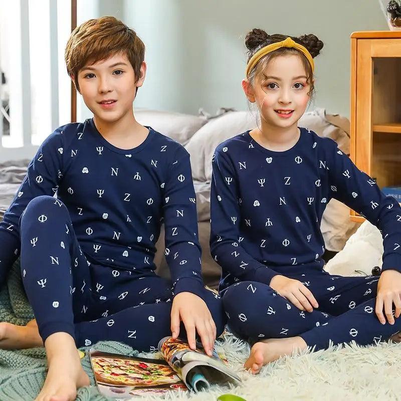 Pyjamas Coton Hiver Ensembles Enfants Vêtements de Maison Garçons Filles Pyjamas Nuit Adolescent Pyjamas Vêtements de Nuit Costume Confortable Fin Loisirs Détente Vêtements de Nuit pour Adultes Femmes Jogging Vêtements d'intérieur