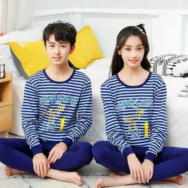 Pyjamas Coton Hiver Ensembles Enfants Vêtements de Maison Garçons Filles Pyjamas Nuit Adolescent Pyjamas Vêtements de Nuit Costume Confortable Fin Loisirs Détente Vêtements de Nuit pour Adultes Femmes Jogging Vêtements d'intérieur