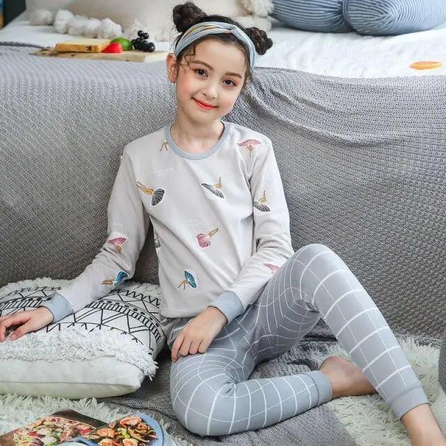 Pyjamas Coton Hiver Ensembles Enfants Vêtements de Maison Garçons Filles Pyjamas Nuit Adolescent Pyjamas Vêtements de Nuit Costume Confortable Fin Loisirs Détente Vêtements de Nuit pour Adultes Femmes Jogging Vêtements d'intérieur