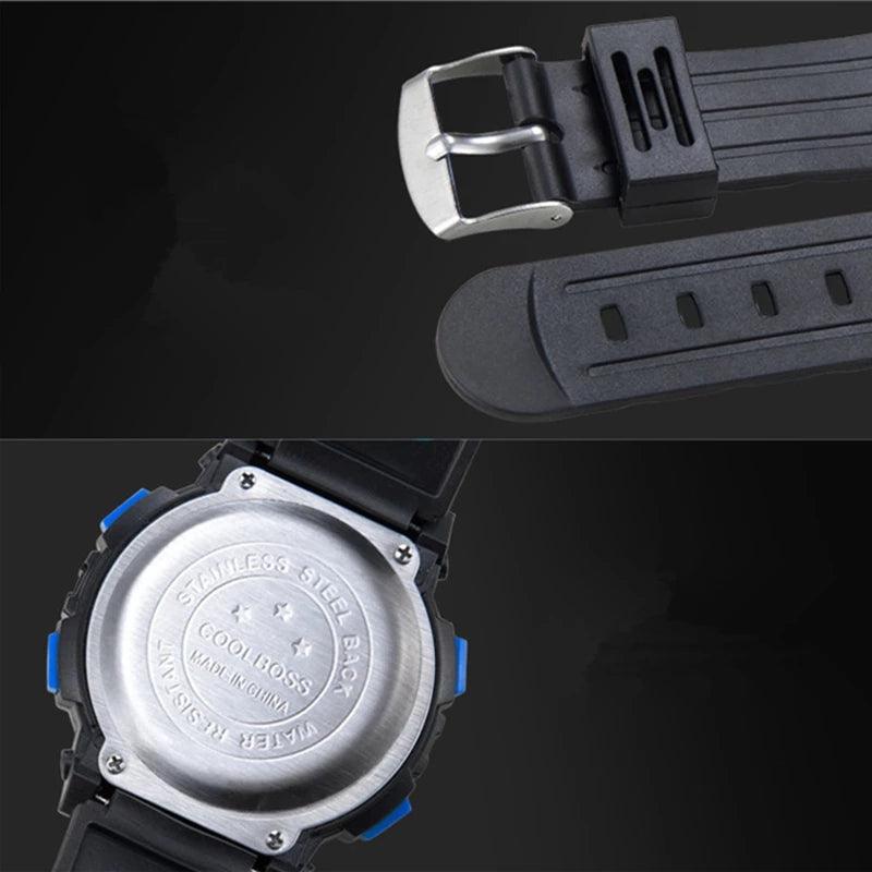 Montres numériques militaires sportives pour garçons, montres pour enfants, montre de mode lumineuse à LED, alarme camouflage vert, étanche avec rétroéclairage LED 7 couleurs, montre-bracelet multifonction pour garçons et filles