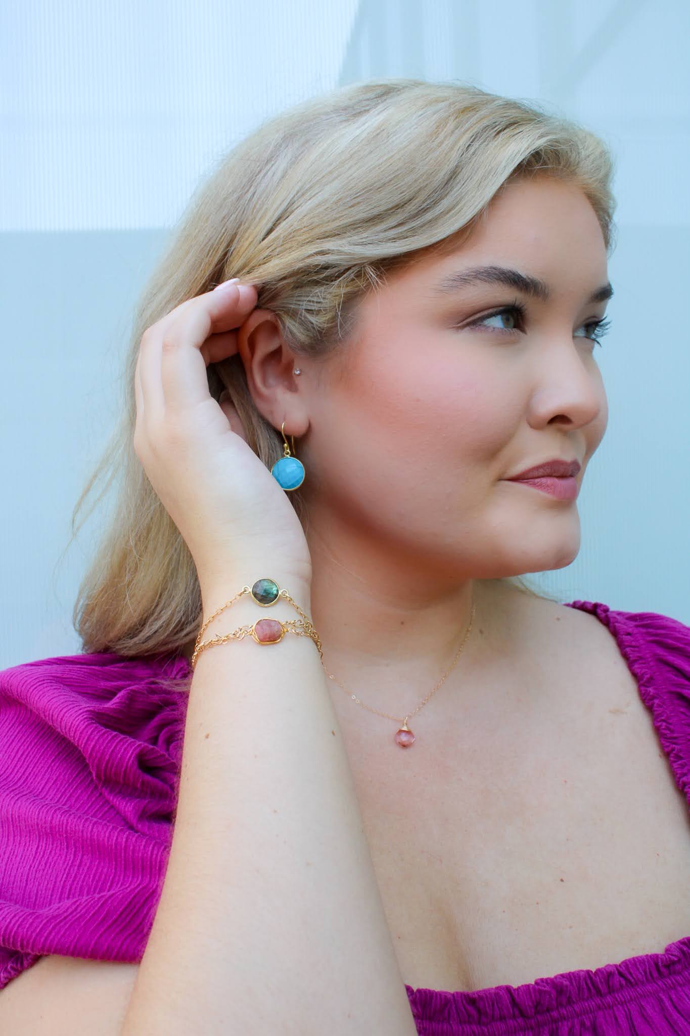 Collier Morganite Briolette Or Rempli 14k