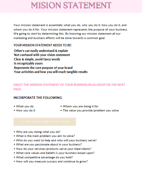 Branding Workbook for Entrepreneurs | 35+ Page Canva Template