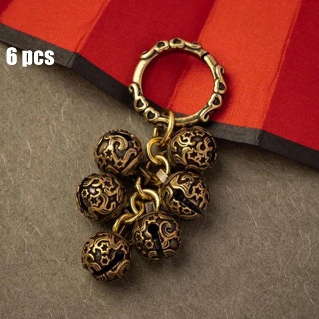 Carillon éolien en laiton moulé sous pression, cloche à bouton, cloche en bronze, cadeau de décoration d'intérieur, pendentif, carillon éolien en métal de lustre, marron