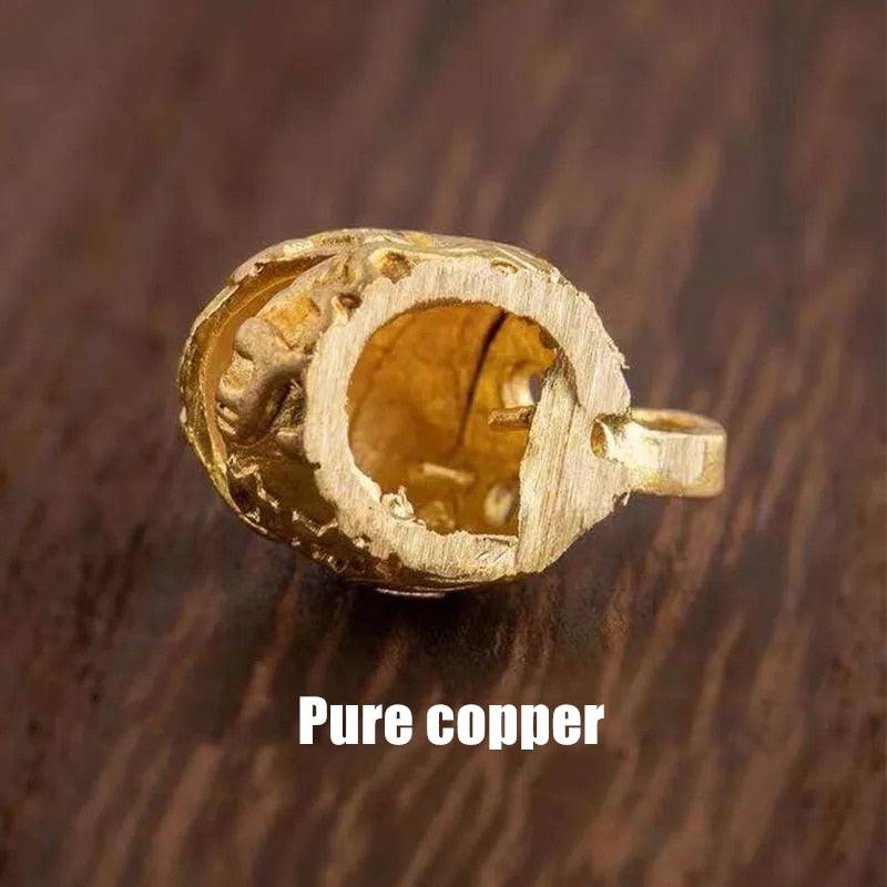 Carillon éolien en laiton moulé sous pression, cloche à bouton, cloche en bronze, cadeau de décoration d'intérieur, pendentif, carillon éolien en métal de lustre, marron