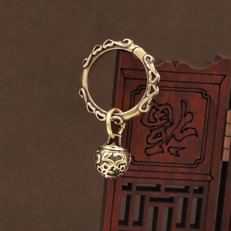 Carillon éolien en laiton moulé sous pression, cloche à bouton, cloche en bronze, cadeau de décoration d'intérieur, pendentif, carillon éolien en métal de lustre, marron