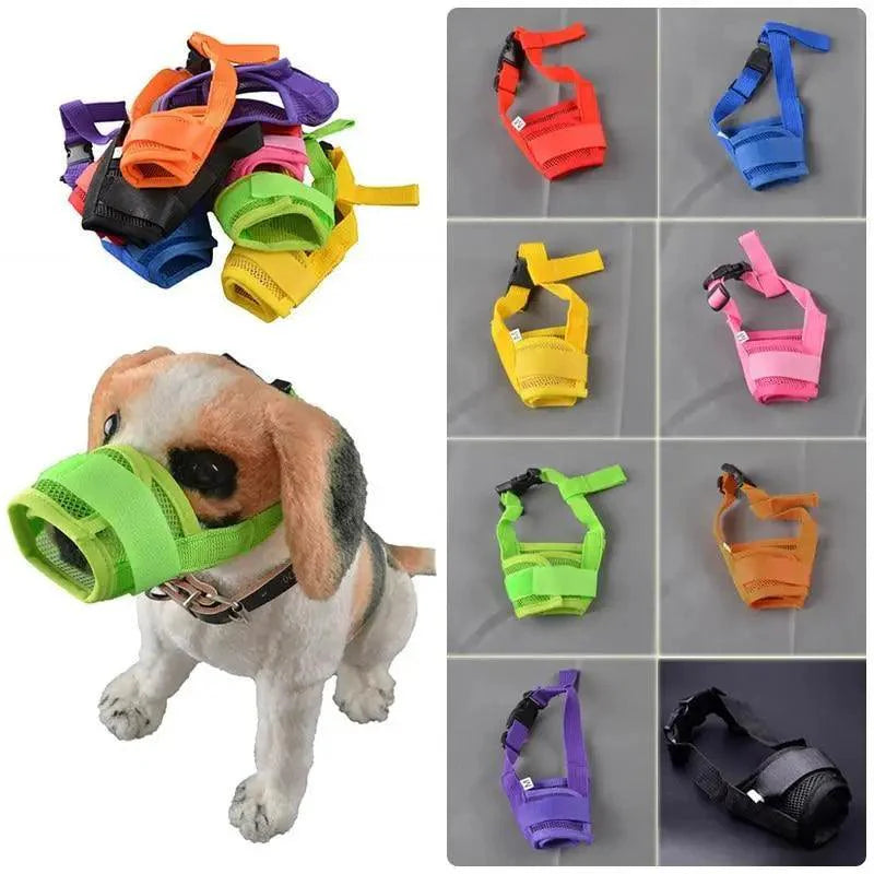 Muselière pour chien respirante et réglable en nylon, anti-aboiement, confortable, pour animaux de compagnie, couvre-bouche pour la marche en extérieur