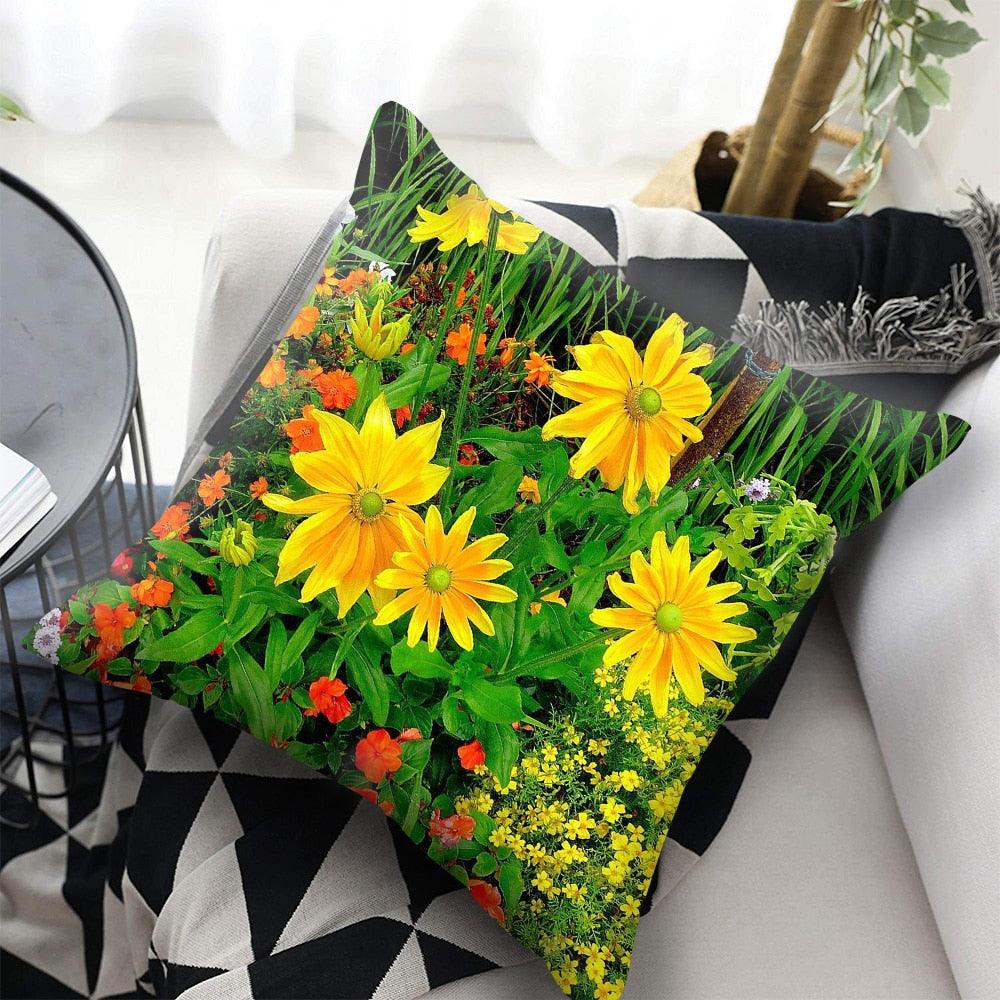 Housse de coussin de fleurs rouge vif, housse de coussin décorative de mode pour la maison, coussin de fleurs de pavot rouges, oranges, roses, housse de coussin super douce en peluche courte 45x45CM pour le salon et la maison.