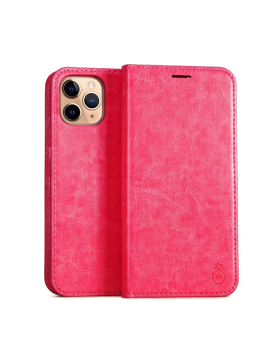 Étui portefeuille de luxe en cuir véritable marron pour iPhone, avec support et porte-cartes, pour iPhone 14 13