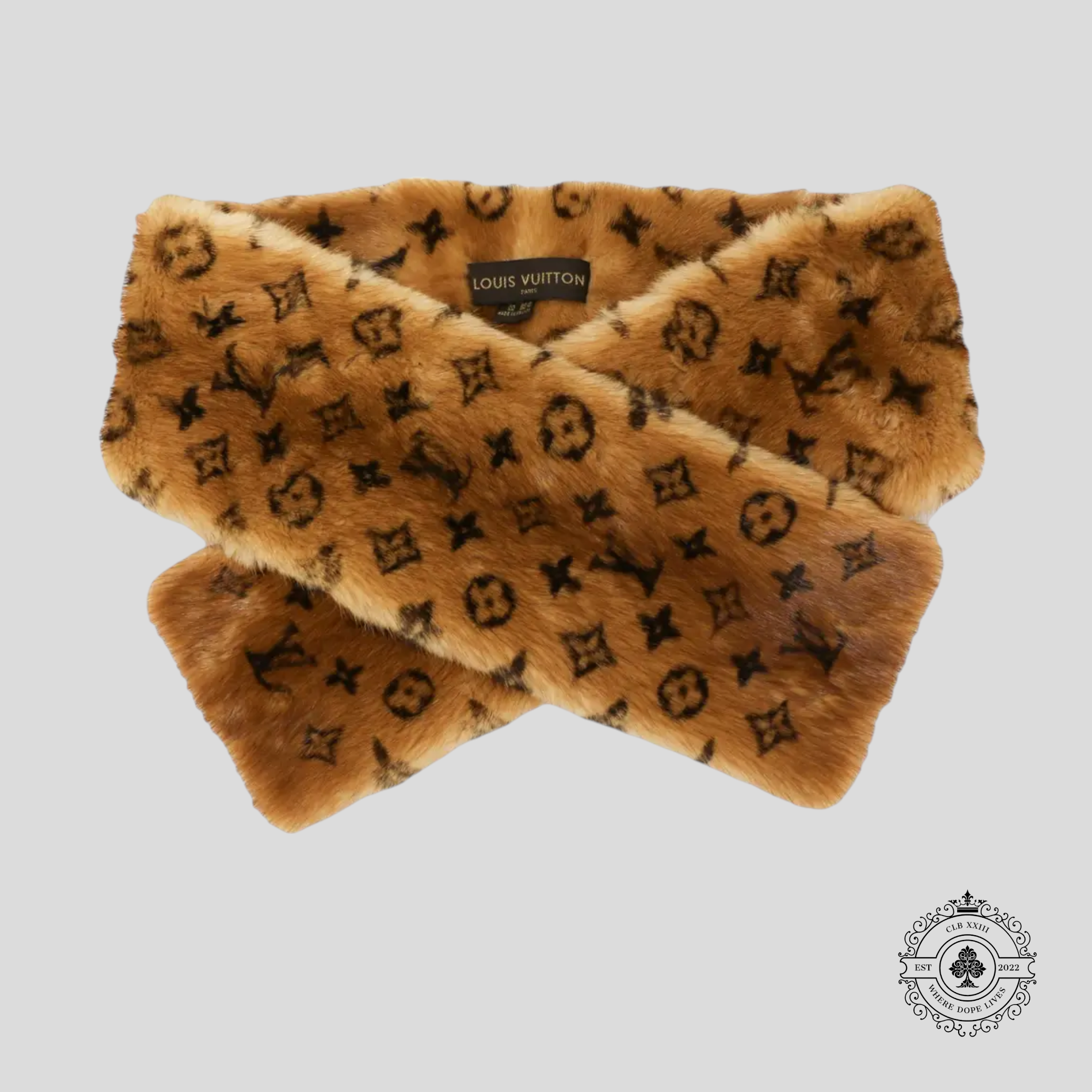 Écharpe Louis Vuitton Monogram en Vison Marron