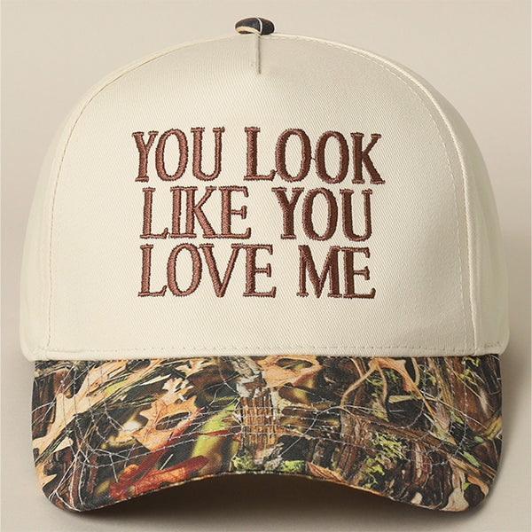 Casquette de camionneur camouflage brodée « You Look Like You Love Me »