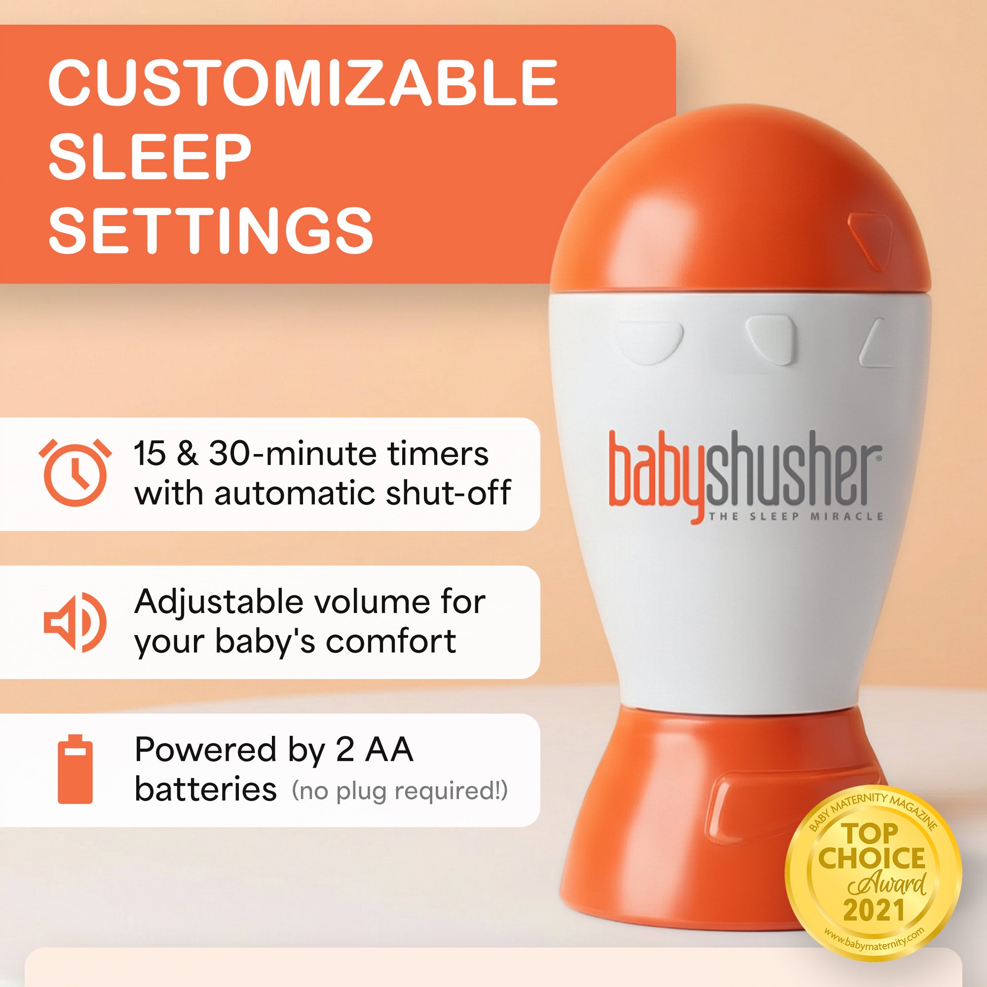Machine sonore Baby Shusher – Véritable son « chhh » humain pour le sommeil et l'apaisement du nouveau-né