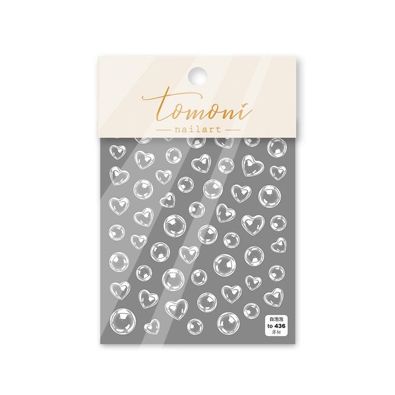 Bubble Mignon Coeurs Noirs Rouges Autocollants Ongles Décorations Nail Art Décalcomanies Design Auto-Adhésif Décoration 3D Vague pour Femmes Filles Ruban Adhésif Bandes Nail Art Autocollants