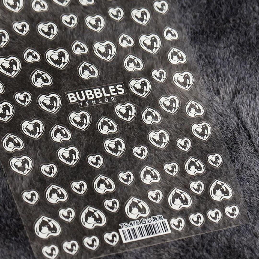 Bubble Mignon Coeurs Noirs Rouges Autocollants Ongles Décorations Nail Art Décalcomanies Design Auto-Adhésif Décoration 3D Vague pour Femmes Filles Ruban Adhésif Bandes Nail Art Autocollants