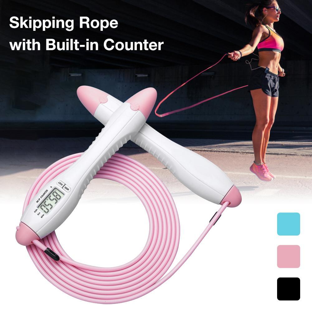 Rouleau à pâtisserie intégré, corde à sauter, corde à sauter de vitesse pour l'entraînement de boxe, la perte de poids, le fitness, corde à sauter numérique avec compteur de poids, calories, réglage du temps pour l'exercice intérieur et extérieur