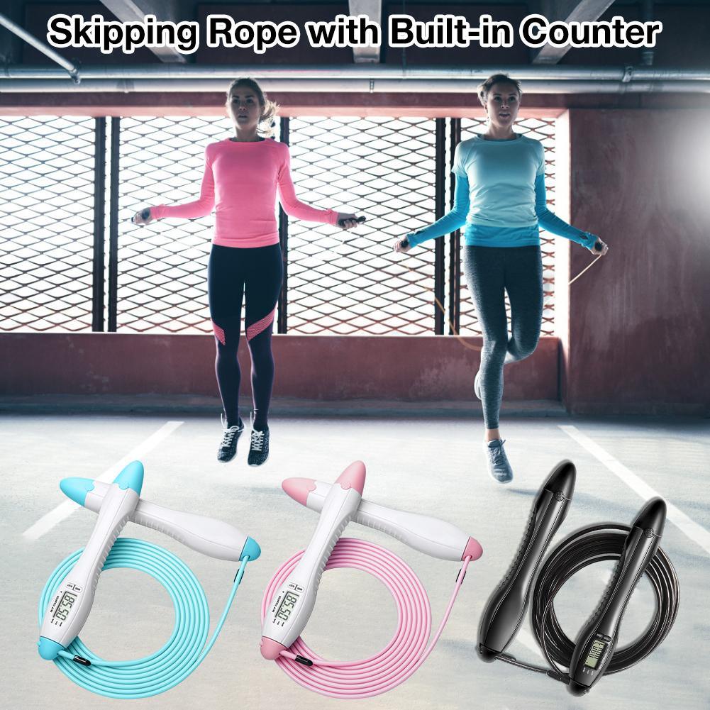 Rouleau à pâtisserie intégré, corde à sauter, corde à sauter de vitesse pour l'entraînement de boxe, la perte de poids, le fitness, corde à sauter numérique avec compteur de poids, calories, réglage du temps pour l'exercice intérieur et extérieur