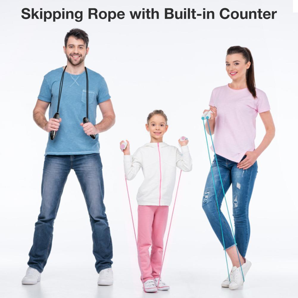 Rouleau à pâtisserie intégré, corde à sauter, corde à sauter de vitesse pour l'entraînement de boxe, la perte de poids, le fitness, corde à sauter numérique avec compteur de poids, calories, réglage du temps pour l'exercice intérieur et extérieur