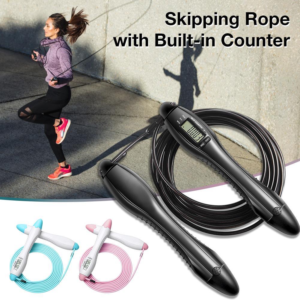 Rouleau à pâtisserie intégré, corde à sauter, corde à sauter de vitesse pour l'entraînement de boxe, la perte de poids, le fitness, corde à sauter numérique avec compteur de poids, calories, réglage du temps pour l'exercice intérieur et extérieur