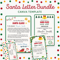 Lot de modèles Canva pour lettres au Père Noël – Certificat de la liste des enfants sages, liste de souhaits et enveloppes du pôle Nord