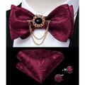 Nœud Papillon en Soie Élégant à Motif Doré et Noir pour Homme, Nœuds Papillon Papillon de Mode, Pochette Carrée, Cravate Classique pour Costume et Mariage, Ensemble de Mouchoirs