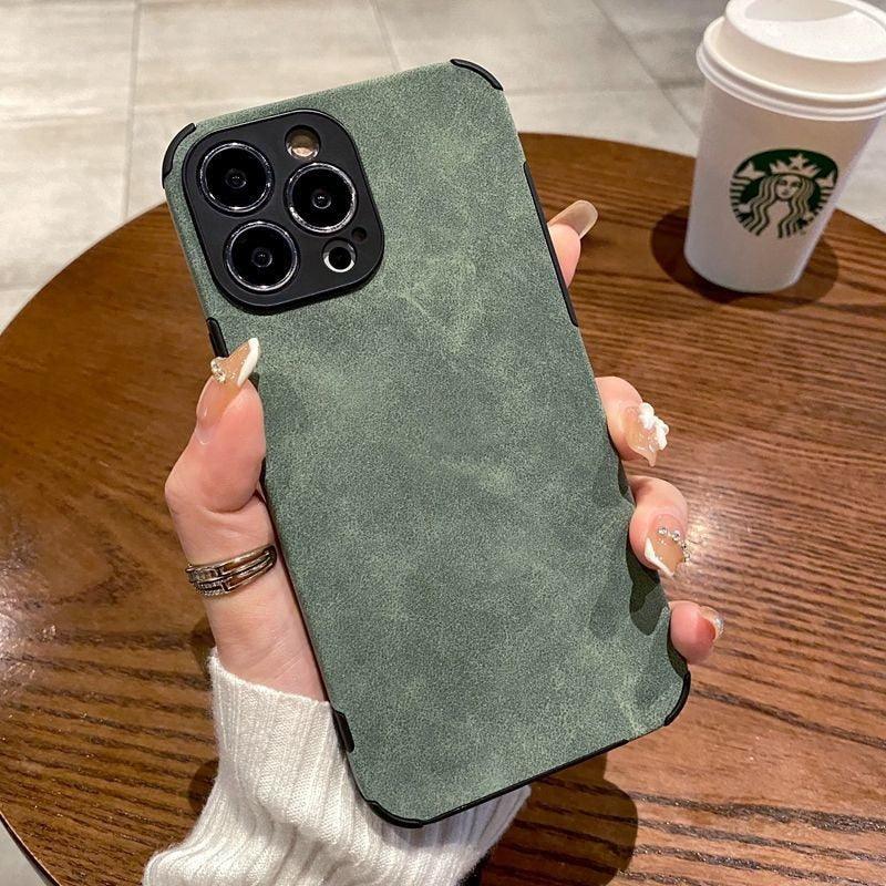 Coque de téléphone en cuir PU pour iPhone 13 12 11 14 Pro Max Mini XR XS X, étui de protection en silicone antichoc, coque arrière rigide en cuir ultra fine et résistante aux rayures pour iPhone