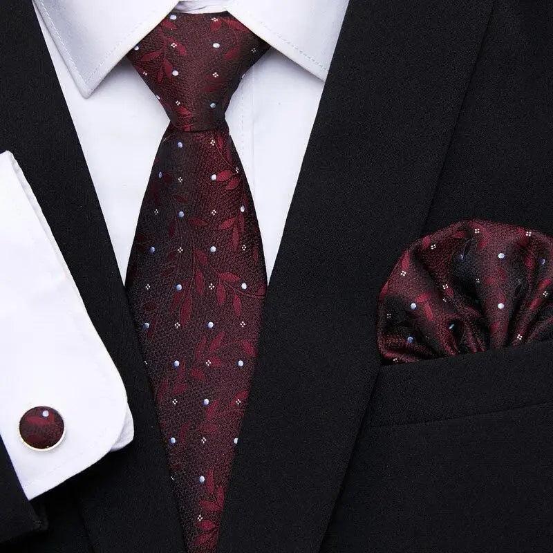Ensemble cravate et boutons de manchette en soie de luxe pour hommes, avec mouchoir, pour un port décontracté et quotidien, cravates florales classiques pour hommes, ensemble mouchoir et boutons de manchette pour mariage.