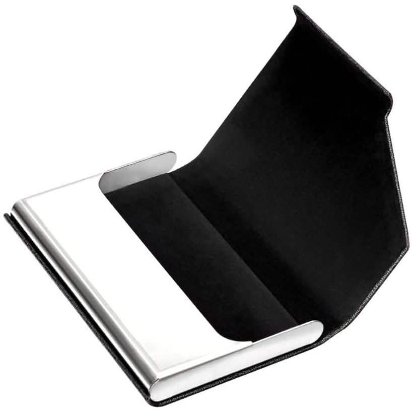 Porte-cartes de visite de luxe en cuir PU et acier inoxydable multi-cartes