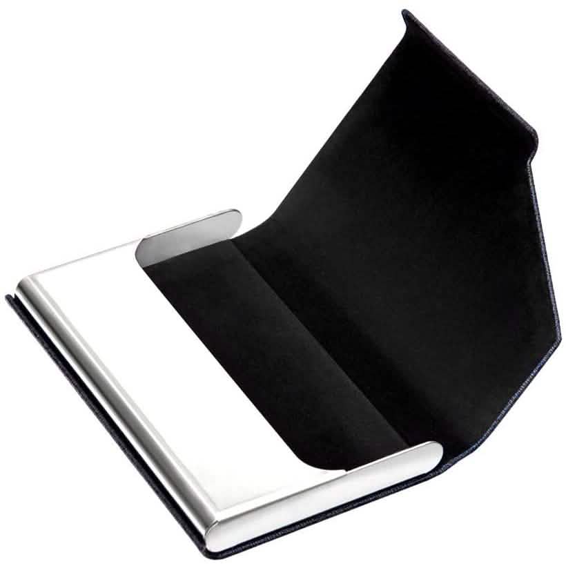 Porte-cartes de visite de luxe en cuir PU et acier inoxydable multi-cartes