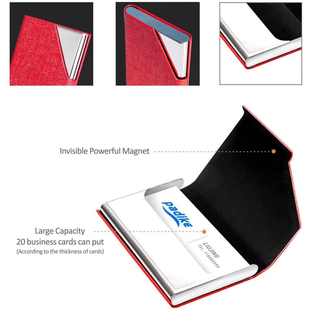 Porte-cartes de visite de luxe en cuir PU et acier inoxydable multi-cartes
