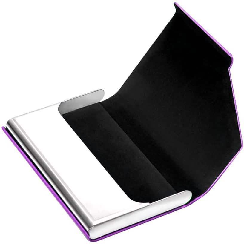 Porte-cartes de visite de luxe en cuir PU et acier inoxydable multi-cartes