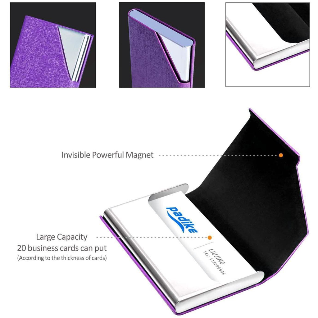 Porte-cartes de visite de luxe en cuir PU et acier inoxydable multi-cartes