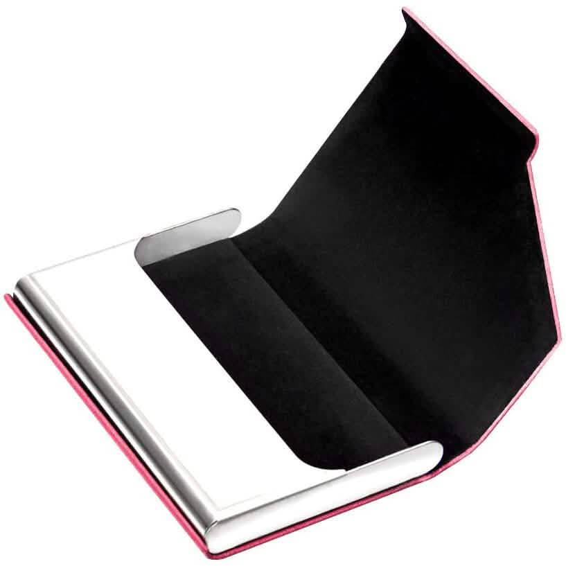 Porte-cartes de visite de luxe en cuir PU et acier inoxydable multi-cartes