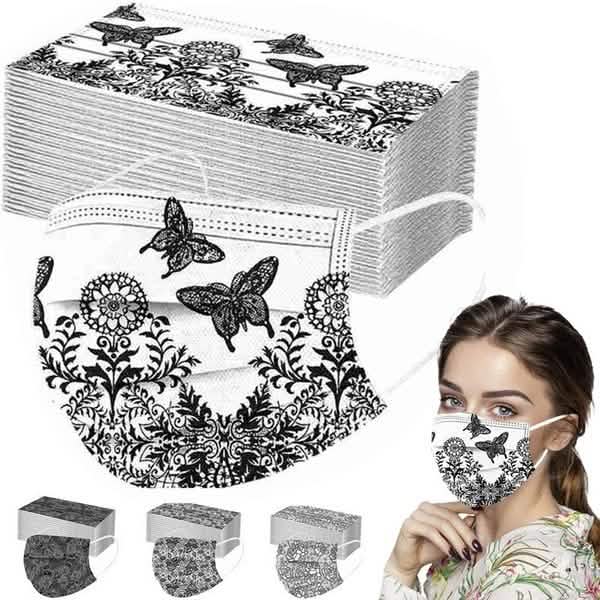 Masque jetable papillon dentelle florale